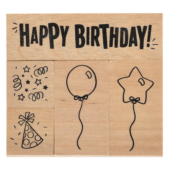 6 Pack: Happy Birthday Wood Stamp Set by Recollections&#x2122;